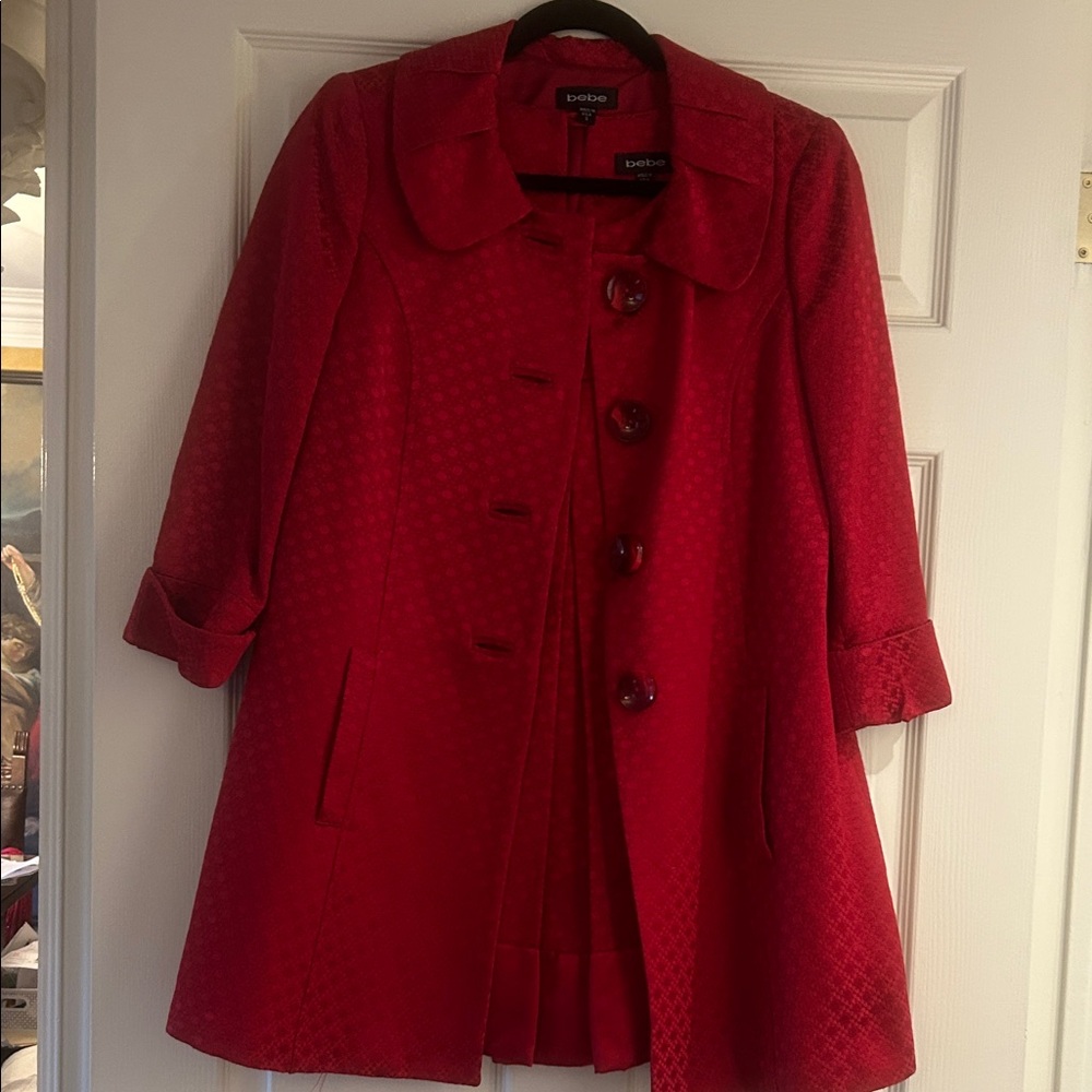 bebe Women's Red Trench Coat & Dress Set